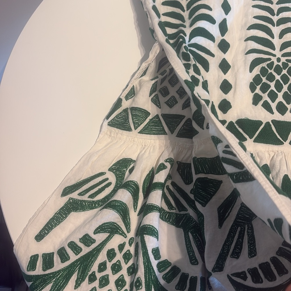 Farm Rio for Anthropologie Sleeveless Leaf Embroidered Patchwork Midi Dress - Picture 10 of 15